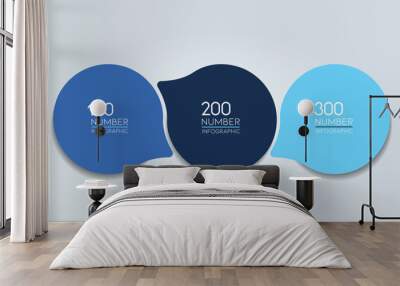 3 elements scheme, diagram. Three connected circles. Infographic template. Wall mural