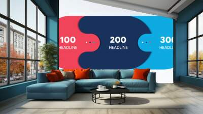 3 elements scheme, diagram. Three connected circles. Infographic template. Wall mural