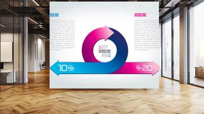 circle, round divided in two arrows infographic. template, scheme, diagram, chart, graph, presentati Wall mural