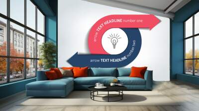 circle, round divided in two arrows. template, scheme, diagram, chart, graph, presentation. business Wall mural