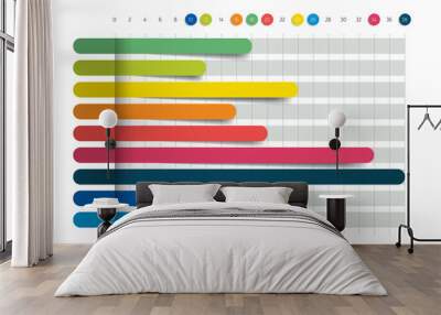 Flat chart, graph. Simply color editable. Infographics elements. Wall mural