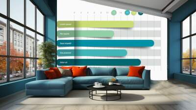 Flat chart, graph. Simply color editable. Infographics elements. Wall mural