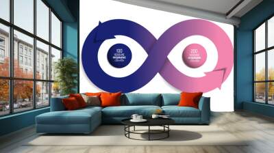 Infinity arrows infographic. 2 step options template, scheme, diagram, chart. Wall mural