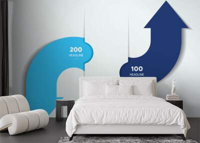 Infographic vector option banner with 2 steps, arrrows. Infographic template. Wall mural