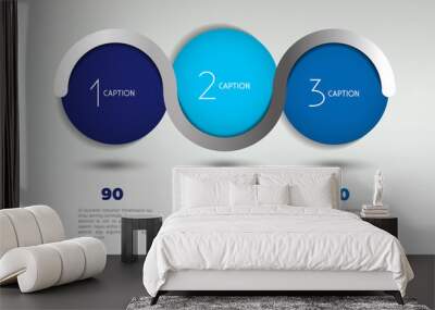 Infographic vector option banner with 3 steps. Color spheres, balls, bubbles. Infographic template. Wall mural