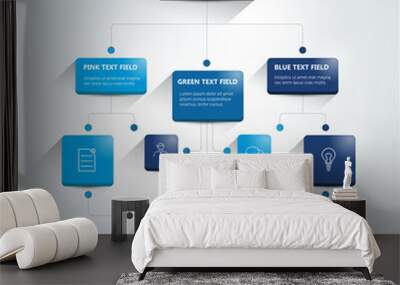 Infographics flowchart. Colored shadows scheme. Wall mural