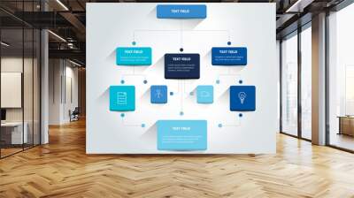 Infographics flowchart. Colored shadows scheme. Wall mural