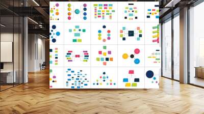 Mega set of various flowcharts schemes, diagrams. Simply color editable. Infographics elements. Wall mural