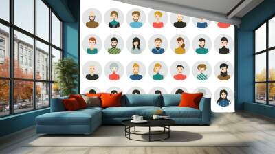 People heads icons. Face avatar. Man, woman in flat style. Vector. Wall mural