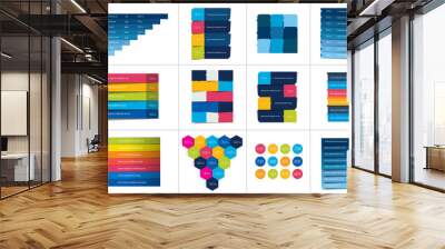 Schedules, tables, tabs, banners. Step by step infographic. Wall mural