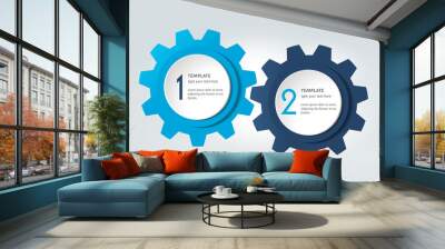 Two elements scheme, diagram. Infographic duo template. Various color banners. Wall mural