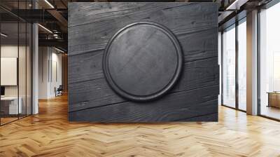 Empty black round cutting board Top view Dark style Wall mural