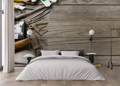 old tools on a wooden table Wall mural