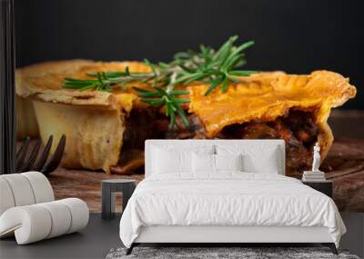 Piece of Australian meat pie with rosemary Wall mural