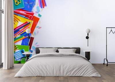 school supplies on a white background with copy space Wall mural