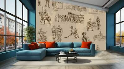 Czechoslovak collection - hand drawings into vector set Wall mural