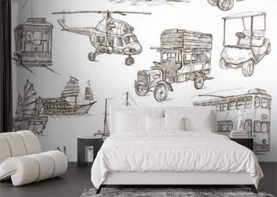 Transport pack - Freehand, Orginal sketches Wall mural