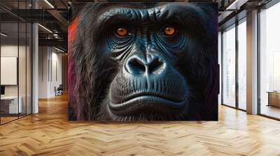 Close-up Portrait of a Gorilla with a Colorful Stripe of Hair Wall mural