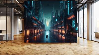 Cyberpunk Cityscape Wall mural