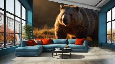 Wombat in Golden Light Wall mural