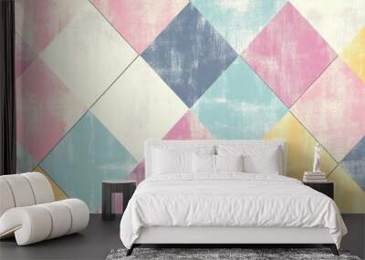 Pastel geometric pattern with diamond shapes for modern interior design or digital backgrounds Wall mural