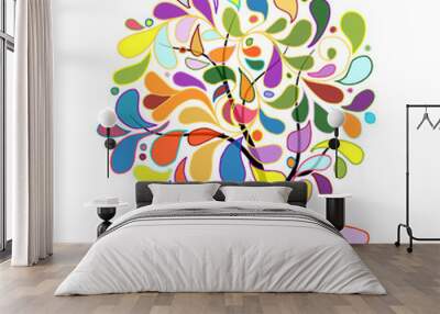 Art tree colorful for your design Wall mural