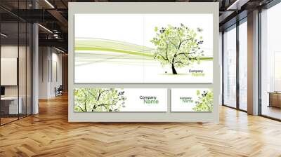 business card collection, abstract floral tree design Wall mural