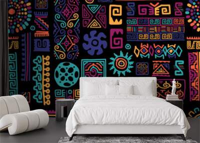 Ethnic handmade ornament, seamless pattern Wall mural