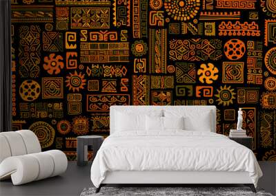 Ethnic handmade ornament, seamless pattern Wall mural