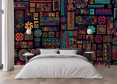 Ethnic handmade ornament, seamless pattern Wall mural