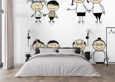 Family relationship - children, young, adults, seniors Wall mural