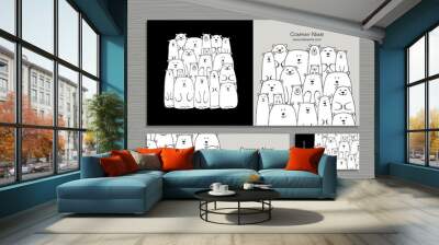 Greeting cards design, polar bears family Wall mural