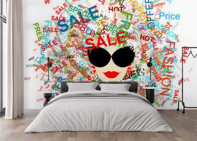 I love sale! Fashion woman with shopping concept for your design Wall mural