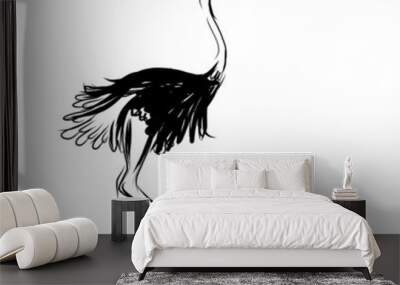 Ostrich sketch black for your design Wall mural