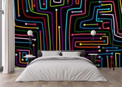 Seamless pattern. Computer circuit board. Wall mural