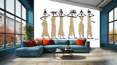 Sketch of egypt women with jugs for your design Wall mural