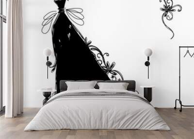 Sketch of ornamental black dress for your design Wall mural