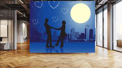 Valentine day, urban scene, couple Wall mural