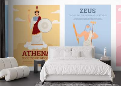 Set of vector posters with olympian goddesses and gods ancient greek mythology Wall mural