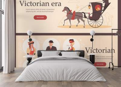 Set of website banner templates about victorian era flat style, vector illustration Wall mural