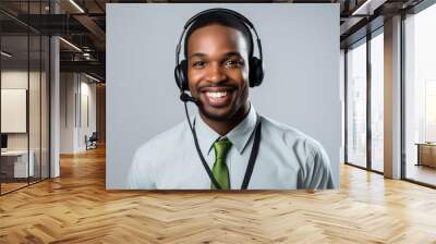 african american telemarketer agent and corporate operator concept Wall mural