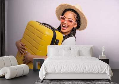 afro black woman with braids. travel and tourism concept Wall mural