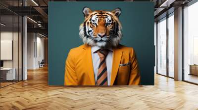 businessman suit with animal head portrait. funny and crazy concept Wall mural