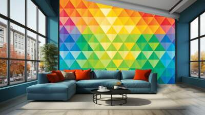 Abstract rainbow triangle pattern background with geometric shapes Wall mural