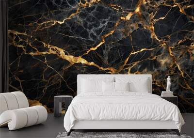 Dark and luxurious black marble texture background for elegant designs Wall mural