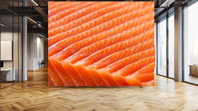 Detailed close-up of the texture of fresh salmon fillet Wall mural