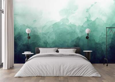 light sea green sky gradient watercolor background with clouds texture	
 Wall mural