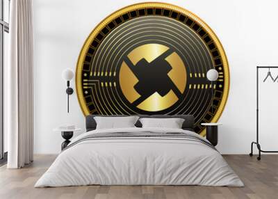 0x Cryptocurrency Black Coin Isolated Wall mural