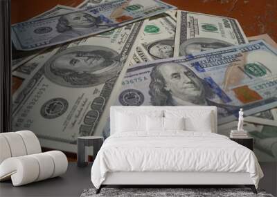  dollars on an old shabby floor, poverty and wealth concept
 Wall mural