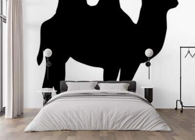 silhouette of a black camel standing Wall mural